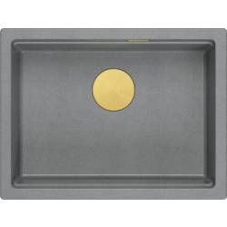 LOGAN 100 GraniteQ zlewozmywak silver stone 59,5x45,1x21,5 cm 1-komorowy podwieszany z syfonem manualnym złoty