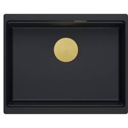 __WYSYŁKA 48H*__ | Zlew QUADRON LOGAN 100-U PURE CARBON (czarny mat) + syfon ZŁOTY (HQJ6045U7_PVDG1_U)