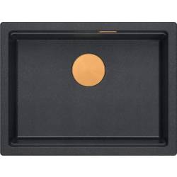 LOGAN 100 GraniteQ zlewozmywak black diamond 59,5x45,1x21,5 cm 1-komorowy podwieszany z syfonem manualnym miedziany