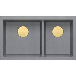 __WYSYŁKA 48H*__ | Zlew QUADRON LOGAN 120 SILVER STONE (szary) + syfon ZŁOTY (HQL7645U5_PVDG1_I)