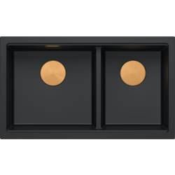 __WYSYŁKA 48H*__ | Zlew QUADRON LOGAN 120-U PURE CARBON (czarny mat) + syfon MIEDŹ (HQL7645U7_PVDC1_U)