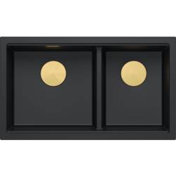 __WYSYŁKA 48H*__ | Zlew QUADRON LOGAN 120 PURE CARBON (czarny mat) + syfon ZŁOTY (HQL7645U7_PVDG1_I)