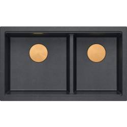 __WYSYŁKA 48H*__ | Zlew QUADRON LOGAN 120 BLACK DIAMOND (czarny metalik) + syfon MIEDŹ (HQL7645U8_PVDC1_I)