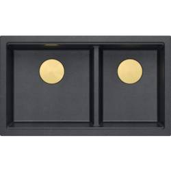 __WYSYŁKA 48H*__ | Zlew QUADRON LOGAN 120-U BLACK DIAMOND (czarny metalik) + syfon ZŁOTY (HQL7645U8_PVDG1_U)