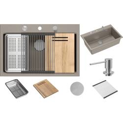 __WYSYŁKA 48H*__ | Zlew QUADRON MARC 110 SOFT TAUPE (cappuccino) + akcesoria (HQM7650U4_BS)