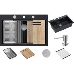 __WYSYŁKA 48H*__ | Zlew QUADRON MARC 110 PURE CARBON (czarny mat) + akcesoria (HQM7650U7_BS)