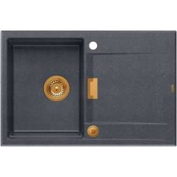 Zlew QUADRON OWEN 111 BLACK DIAMOND (czarny metalik) + syfon MIEDŹ (HQO7650U8_PVDC1)