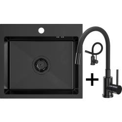 __WYSYŁKA 48H*__ | Zestaw QUADRON | LUKE 100 czarna stal szczotkowana (BLACK INOX) + MAGGIE black metal/czarny (ZH5045PVDBLM_3323503PVDBLM)