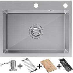 Zlew QUADRON LUKE 110 WORKSTATION stal szczotkowana INOX + dozownik + akcesoria (ZH5845BS)