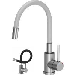 Bateria QUADRON MAGGIE stal szczotkowana (INOX) + wąż BIAŁY (3323503WH)