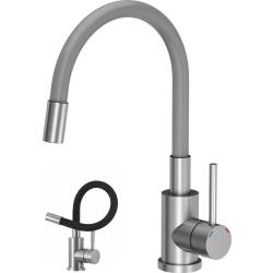 __WYSYŁKA 24H*^__ | Bateria QUADRON MAGGIE stal szczotkowana (INOX) + wąż SZARY (3323503GR)