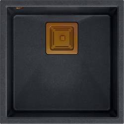 __WYSYŁKA 48H*__ | Zlew QUADRON DAVID 40 BLACK DIAMOND (czarny metalik) + syfon MIEDŹ (HQD4242U8-C1)