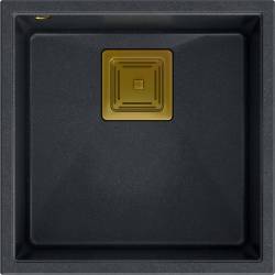 __WYSYŁKA 48H*__ | Zlew QUADRON DAVID 40 BLACK DIAMOND (czarny metalik) + syfon ZŁOTY (HQD4242U8-G1)
