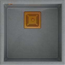 Zlew QUADRON DAVID 40 SILVER STONE (szary) + syfon MIEDŹ (HQD4242U5-C1)