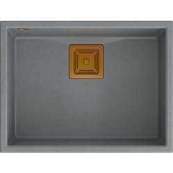 Zlew QUADRON DAVID 50 SILVER STONE (szary) + syfon MIEDŹ (HQD5542U5-C1)