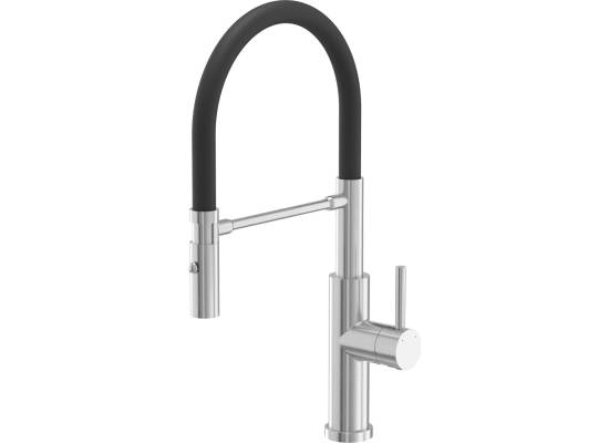 __WYSYŁKA 48H*__ | Bateria QUADRON ANDY stal szczotkowana (INOX) + wąż CZARNY (3623523_BSBL)