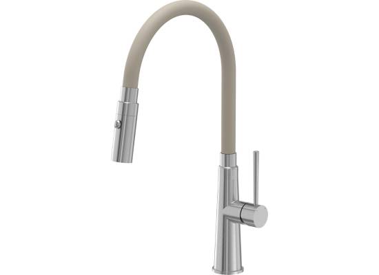 __WYSYŁKA 24H*^__ | Bateria QUADRON GINA stal szczotkowana (INOX) + wąż BEŻOWY (3922505_BSBE)