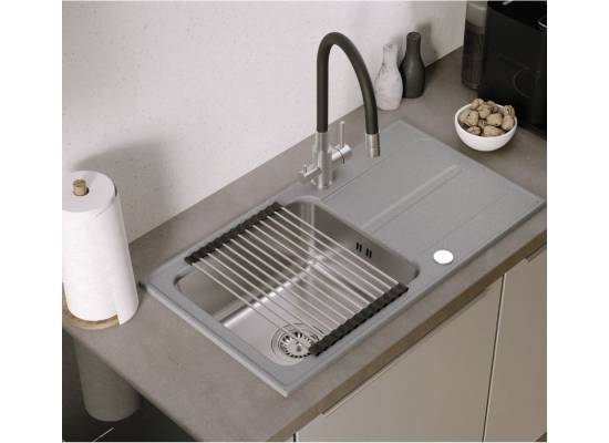 __WYSYŁKA 24H*^__ | Bateria QUADRON AGNES FLEX FILTER stal szczotkowana (INOX) + wąż CZARNY (52141BS)