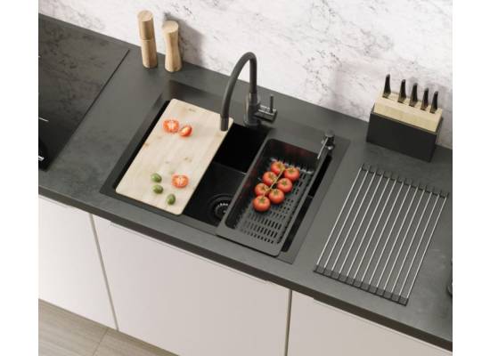 __WYSYŁKA 24H*^__ | Wkładka/odsączarka z tworzywa QUADRON regulowana | 320-460x185mm | PURE CARBON (czarny) (B3218_BL)