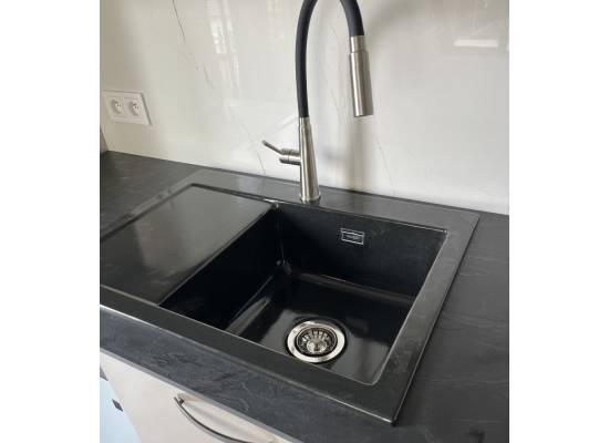 __WYSYŁKA 24H*^__ | Bateria QUADRON GINA stal szczotkowana (INOX) + wąż CZARNY (3922505_BSBL)