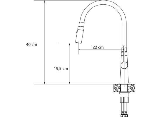 __WYSYŁKA 24H*^__ | Bateria QUADRON GINA stal szczotkowana (INOX) + wąż CZARNY (3922505_BSBL)