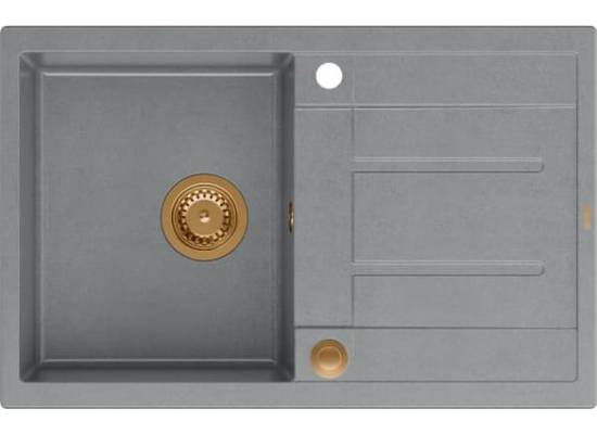 Zlew QUADRON MORGAN 111 SILVER STONE (szary) + syfon MIEDŹ (HB8203U5-C1_P2O)