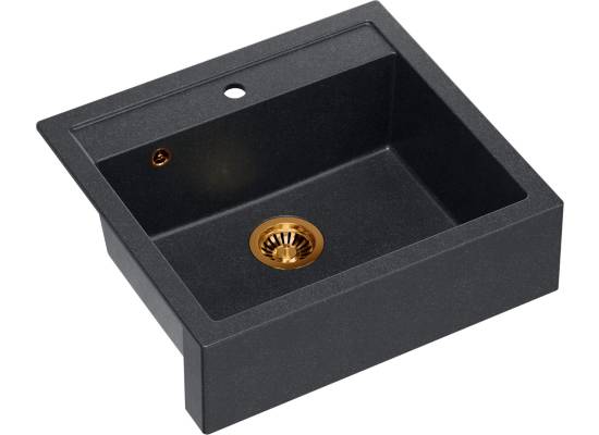 Zlew farmerski QUADRON BILL 110 BLACK DIAMOND (czarny metalik) + syfon MIEDŹ (HCQB6054U8_PVDC1)