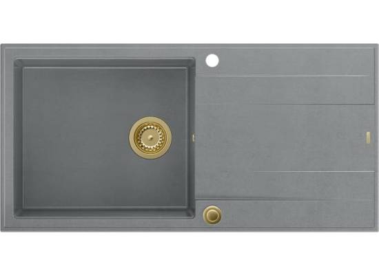 __WYSYŁKA 48H*__ | Zlew QUADRON EVAN 146 XL SILVER STONE (szary) + syfon ZŁOTY (HCQE10050U5_PVDG1_P2O)