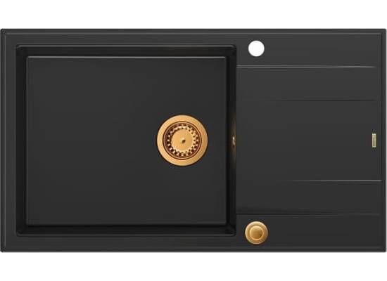 __WYSYŁKA 48H*__ | Zlew QUADRON EVAN 136 XL PURE CARBON (czarny mat) + syfon MIEDŹ (HCQE58650U7_PVDC1_P2O)