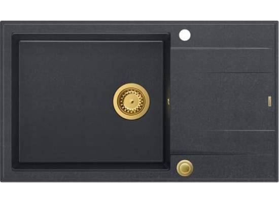 __WYSYŁKA 48H*__ | Zlew QUADRON EVAN 136 XL BLACK DIAMOND (czarny metalik) + syfon ZŁOTY (HCQE58650U8_PVDG1_P2O)