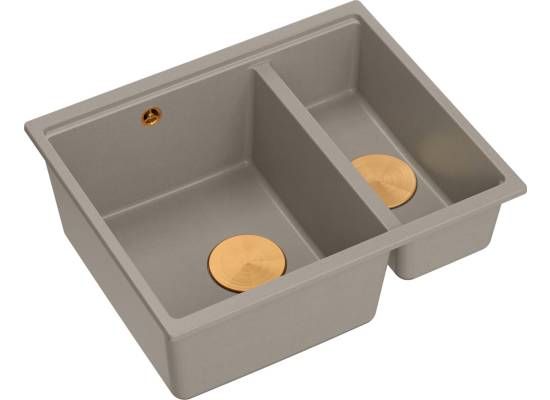 __WYSYŁKA 48H*__ | Zlew QUADRON LOGAN 150 SOFT TAUPE (cappuccino) + syfon MIEDŹ (HCQL5646U4-C1_I)