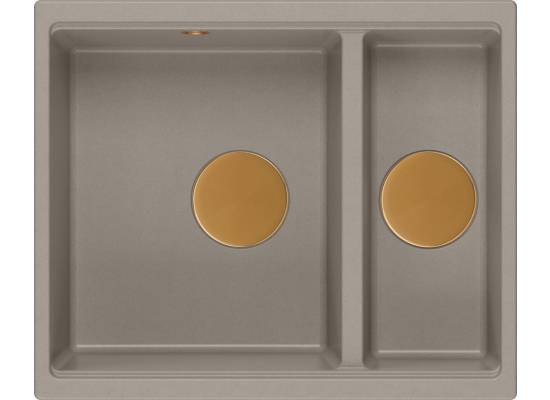 __WYSYŁKA 48H*__ | Zlew QUADRON LOGAN 150 SOFT TAUPE (cappuccino) + syfon MIEDŹ (HCQL5646U4-C1_I)