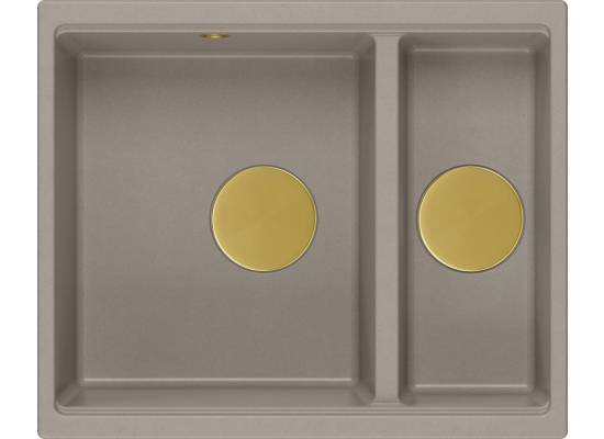 __WYSYŁKA 48H*__ | Zlew QUADRON LOGAN 150-U SOFT TAUPE (cappuccino) + syfon ZŁOTY (HCQL5646U4-G1_U)