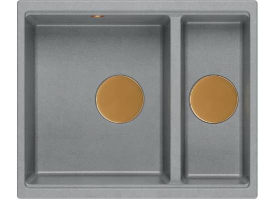 Zlew QUADRON LOGAN 150-U SILVER STONE (szary) + syfon MIEDŹ (HCQL5646U5-C1_U)