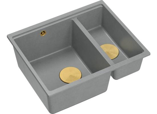 __WYSYŁKA 48H*__ | Zlew QUADRON LOGAN 150 SILVER STONE (szary) + syfon ZŁOTY (HCQL5646U5-G1_I)