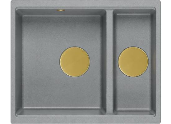 __WYSYŁKA 48H*__ | Zlew QUADRON LOGAN 150 SILVER STONE (szary) + syfon ZŁOTY (HCQL5646U5-G1_I)