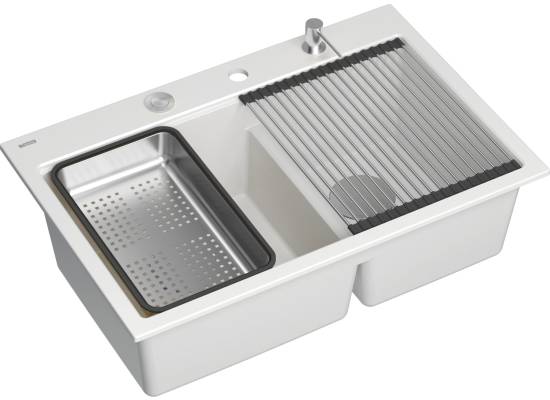 __WYSYŁKA 48H*__ | Zlew QUADRON MARC 120 SNOW WHITE (biały) + akcesoria (HQC7650U1_BS)