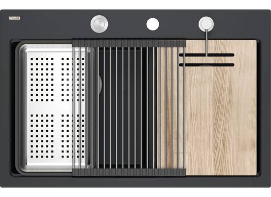 __WYSYŁKA 48H*__ | Zlew QUADRON MARC 120 PURE CARBON (czarny mat) + akcesoria (HQC7650U7_BS)