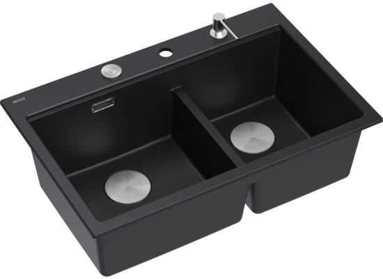 __WYSYŁKA 48H*__ | Zlew QUADRON MARC 120 PURE CARBON (czarny mat) + akcesoria (HQC7650U7_BS)