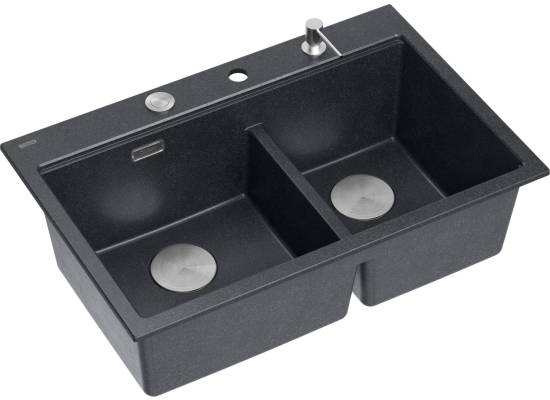 __WYSYŁKA 48H*__ | Zlew QUADRON MARC 120 BLACK DIAMOND (czarny metalik) + akcesoria (HQC7650U8_BS)