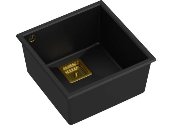 __WYSYŁKA 48H*__ | Zlew QUADRON DAVID 40 PURE CARBON (czarny mat) + syfon ZŁOTY (HQD4242U7-G1)
