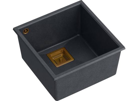 __WYSYŁKA 48H*__ | Zlew QUADRON DAVID 40 BLACK DIAMOND (czarny metalik) + syfon MIEDŹ (HQD4242U8-C1)