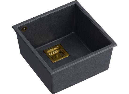 __WYSYŁKA 48H*__ | Zlew QUADRON DAVID 40 BLACK DIAMOND (czarny metalik) + syfon ZŁOTY (HQD4242U8-G1)