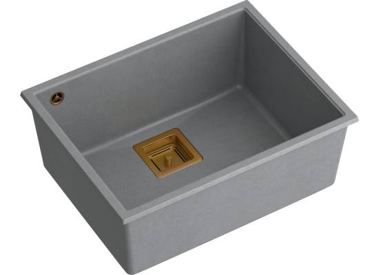 Zlew QUADRON DAVID 50 SILVER STONE (szary) + syfon MIEDŹ (HQD5542U5-C1)