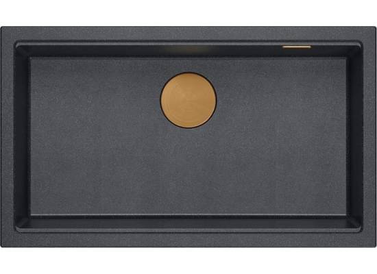 Zlew QUADRON LOGAN 110-U BLACK DIAMOND (czarny metalik) + syfon MIEDŹ (HQD7644U8_PVDC1_U)