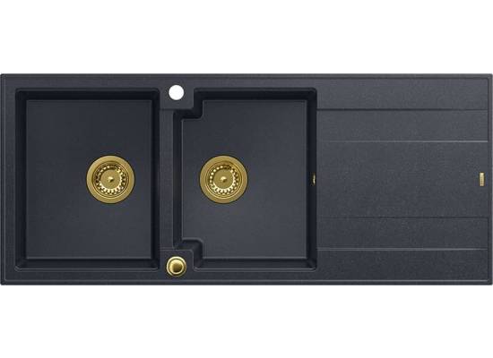 __WYSYŁKA 48H*__ | Zlew QUADRON EVAN 121 BLACK DIAMOND (czarny metalik) + syfon ZŁOTY (HQE11650U8_PVDG1_P2O)
