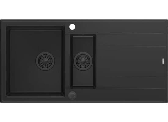 __WYSYŁKA 48H*__ | Zlew QUADRON EVAN 156 PURE CARBON (czarny mat) + syfon PURE CARBON (HQE510050U7_BLM_P2O)