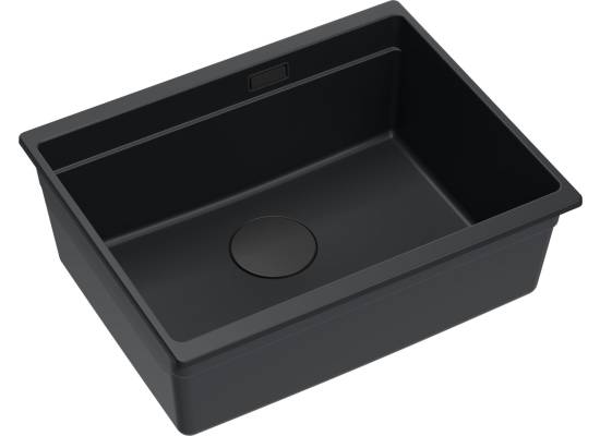 __WYSYŁKA 48H*__ | Zlew QUADRON LOGAN 100-U PURE CARBON (czarny mat) + syfon PURE CARBON (HQJ6045U7_BLM_U)