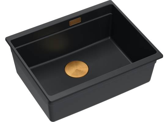 __WYSYŁKA 48H*__ | Zlew QUADRON LOGAN 100-U PURE CARBON (czarny mat) + syfon MIEDŹ (HQJ6045U7_PVDC1_U)