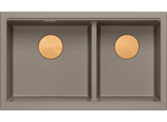 Zlew QUADRON LOGAN 120 SOFT TAUPE (cappuccino) + syfon MIEDŹ (HQL7645U4_PVDC1_I)
